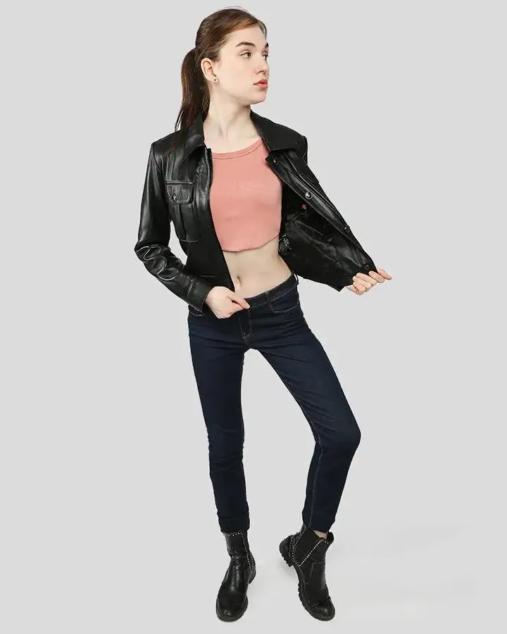 Lorelei Black Racer Leather Jackets