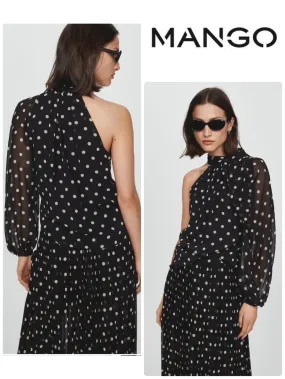 MANGO  |Dots Casual Style Long Sleeves Elegant Style