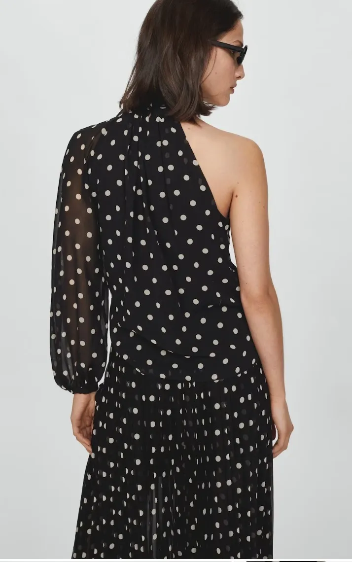 MANGO  |Dots Casual Style Long Sleeves Elegant Style