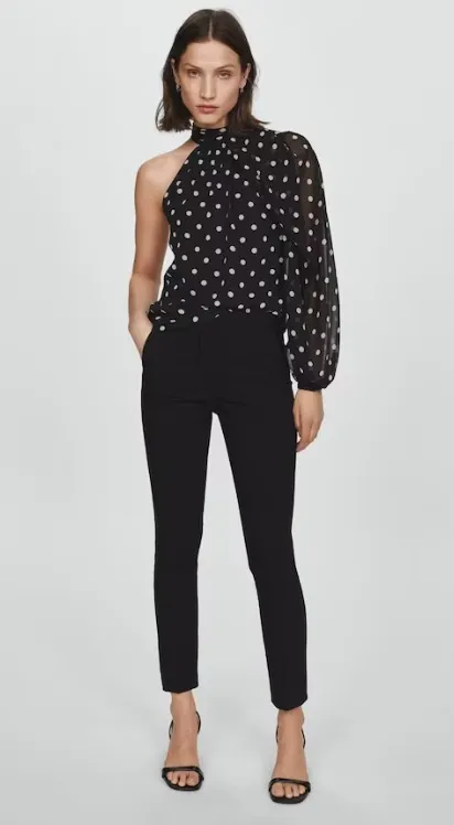 MANGO  |Dots Casual Style Long Sleeves Elegant Style