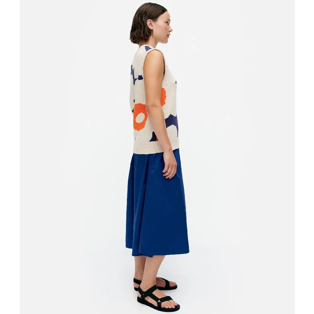 marimekko  |Crew Neck Flower Patterns Casual Style Rib Sleeveless Cotton