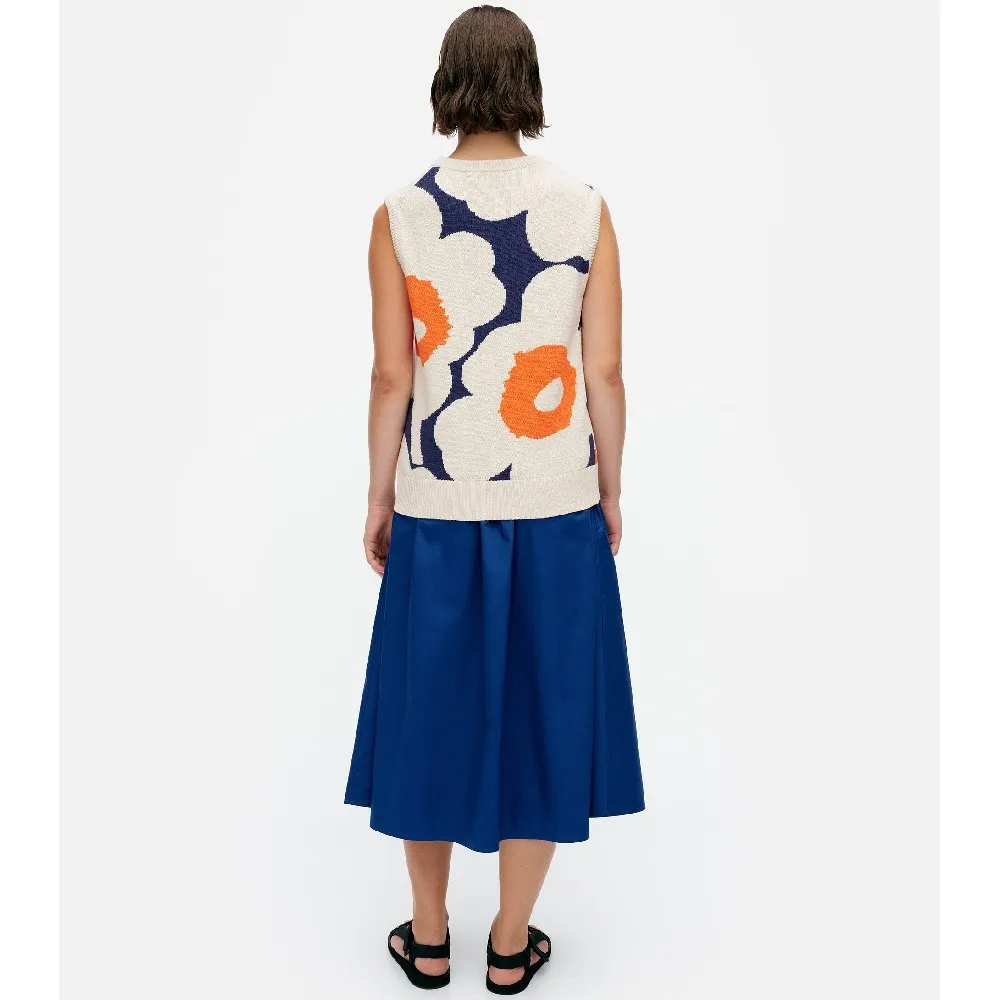 marimekko  |Crew Neck Flower Patterns Casual Style Rib Sleeveless Cotton