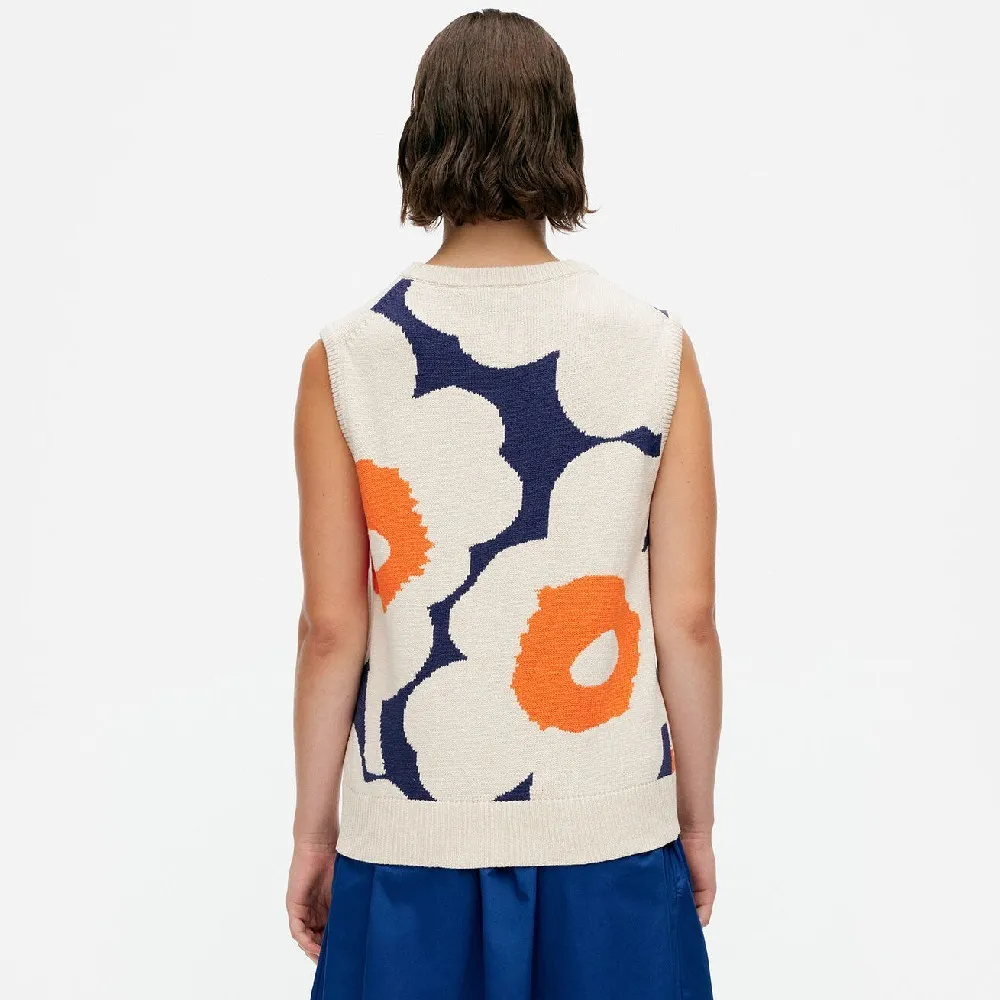 marimekko  |Crew Neck Flower Patterns Casual Style Rib Sleeveless Cotton