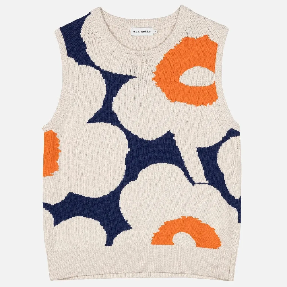 marimekko  |Crew Neck Flower Patterns Casual Style Rib Sleeveless Cotton