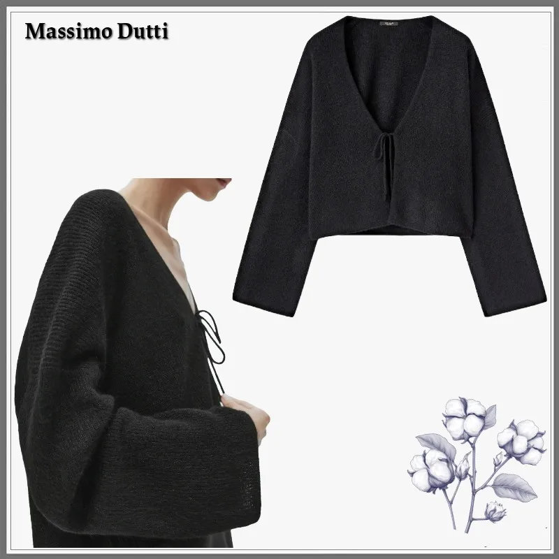 Massimo Dutti  |Casual Style Wool Long Sleeves Plain Office Style Cardigans