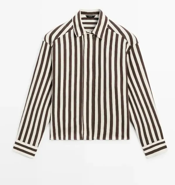 Massimo Dutti  |Stripes Casual Style Linen Long Sleeves Cotton Elegant Style