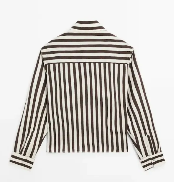 Massimo Dutti  |Stripes Casual Style Linen Long Sleeves Cotton Elegant Style