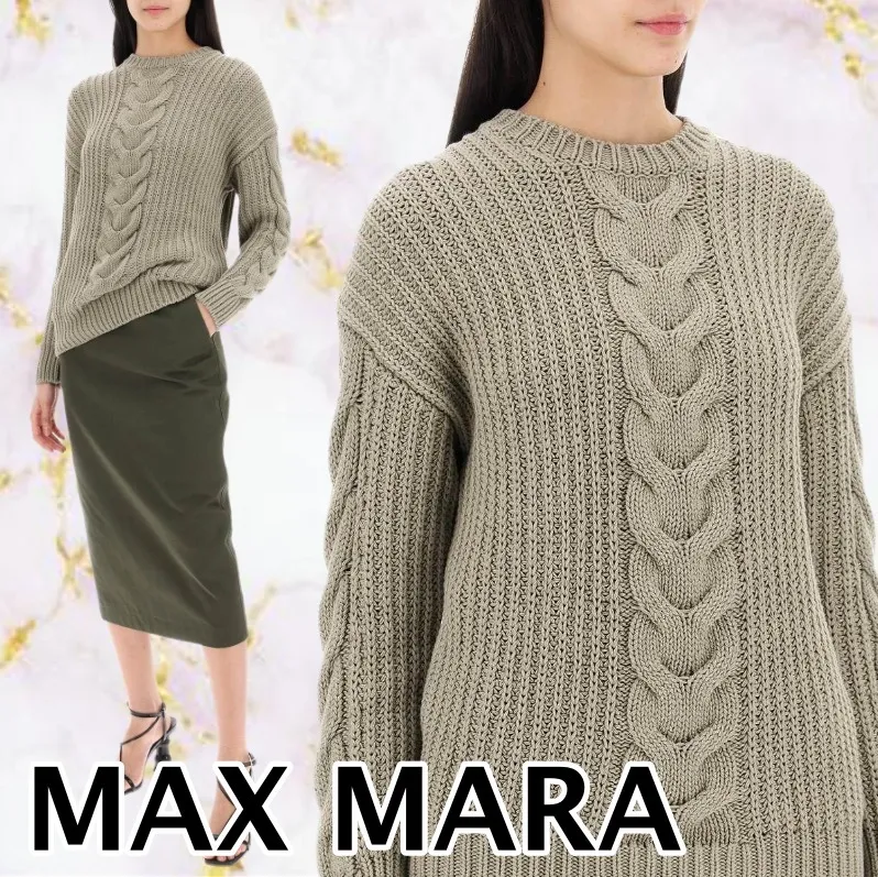 MaxMara  |Casual Style Long Sleeves Cotton Elegant Style