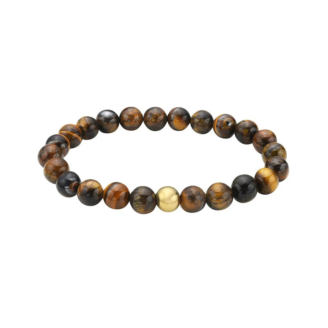 Men's Water Resistant Tiger's Eye Bead Stretch Bracelet