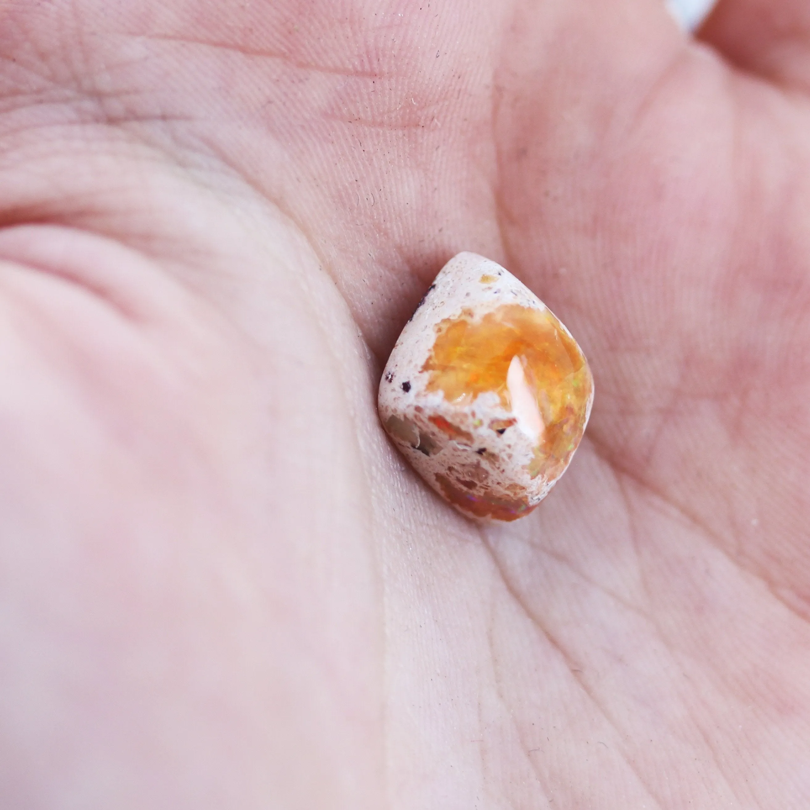 Mexican Opal Cabochon Sunset Orange Diamond Shape