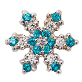 Micro Pave Snowflake Threaded End in Gold with Mint CZ & White CZ's