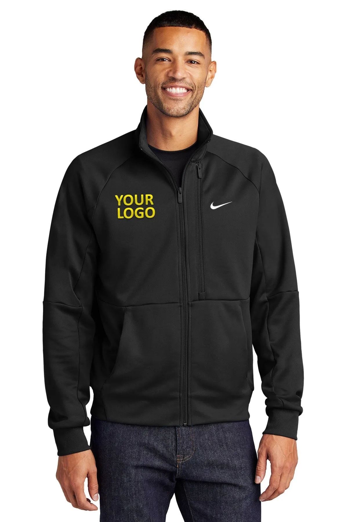 Nike Full-Zip Chest Swoosh Custom Jackets, Black