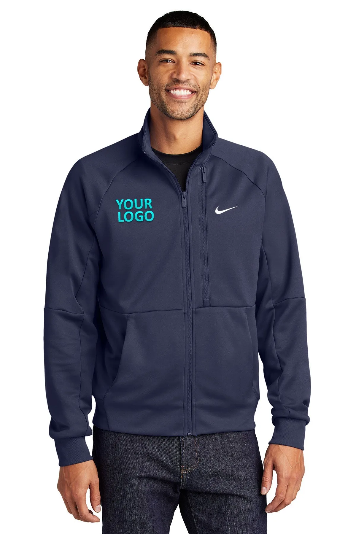 Nike Full-Zip Chest Swoosh Custom Jackets, Midnight Navy