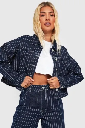 Pinstripe Boxy Denim Jackets