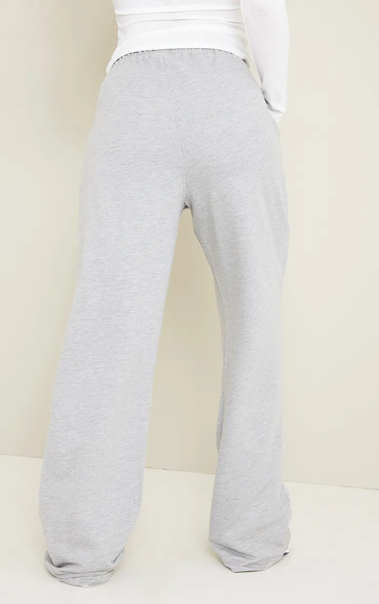 Plt Grey Marl Embroidered Wide Leg Joggers