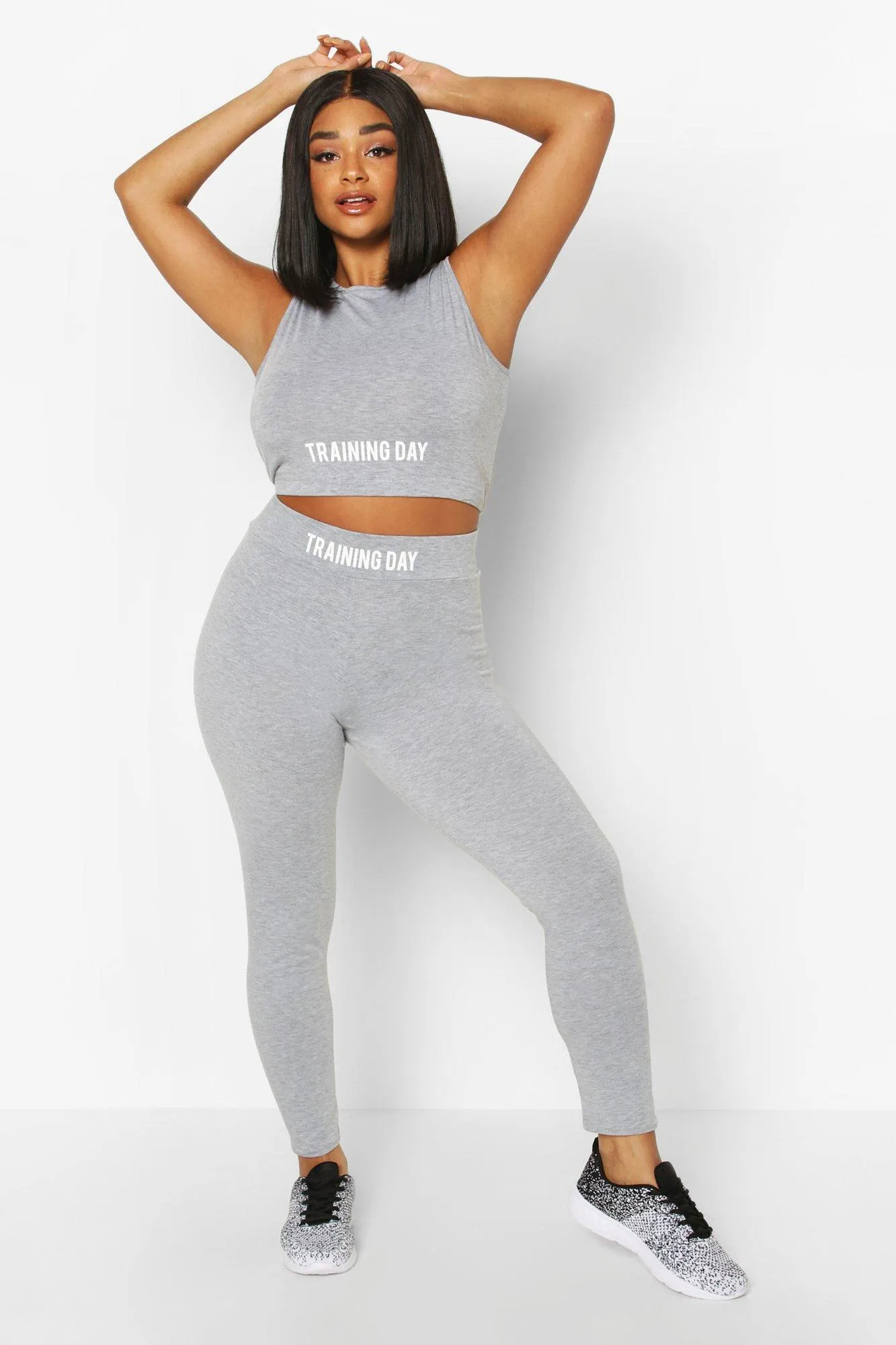 Plus Activewear 'Training Day' Slogan Workout Leggings