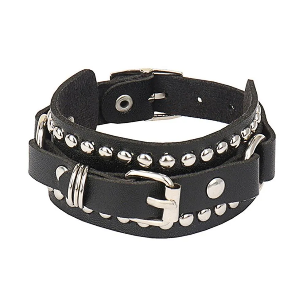 Punk Gothic Goth Rivet Wrap Bracelet