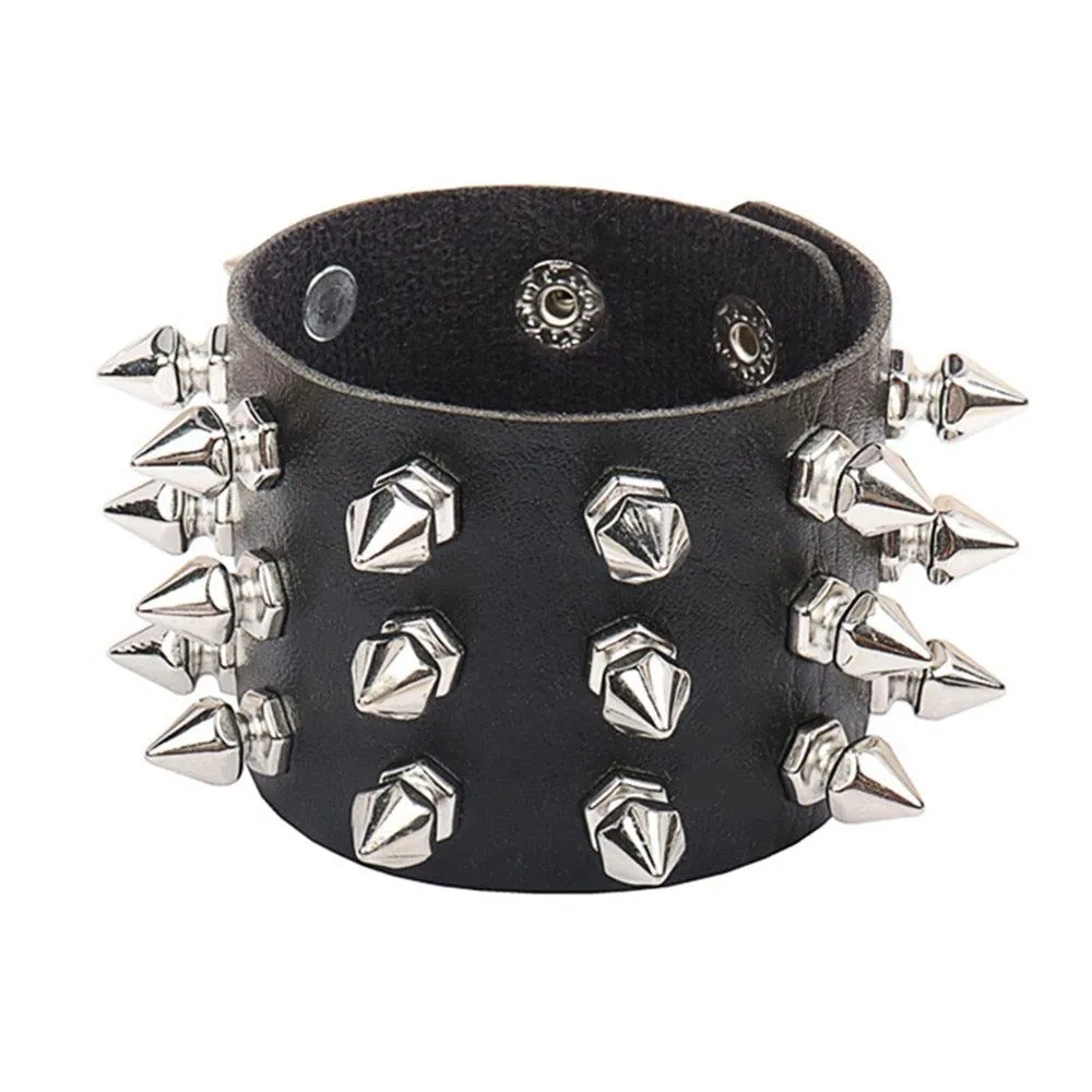 Punk Gothic Goth Rivet Wrap Bracelet