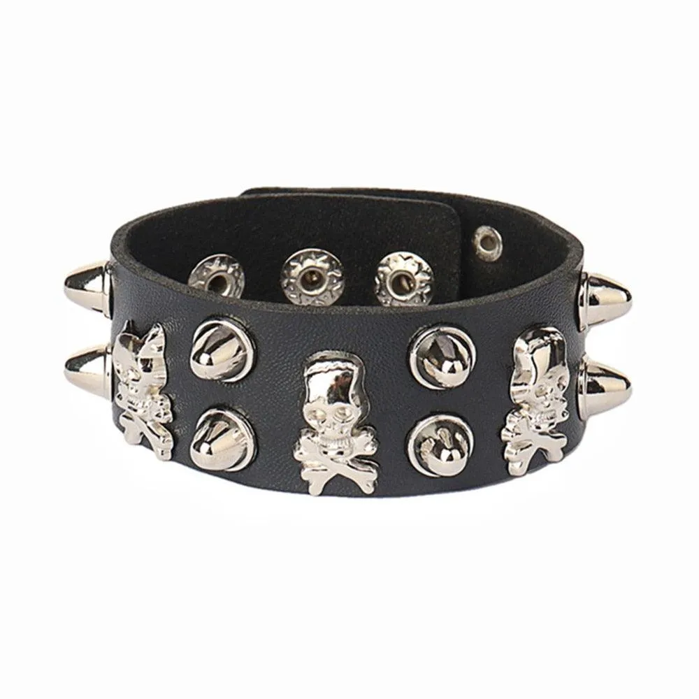 Punk Gothic Goth Rivet Wrap Bracelet