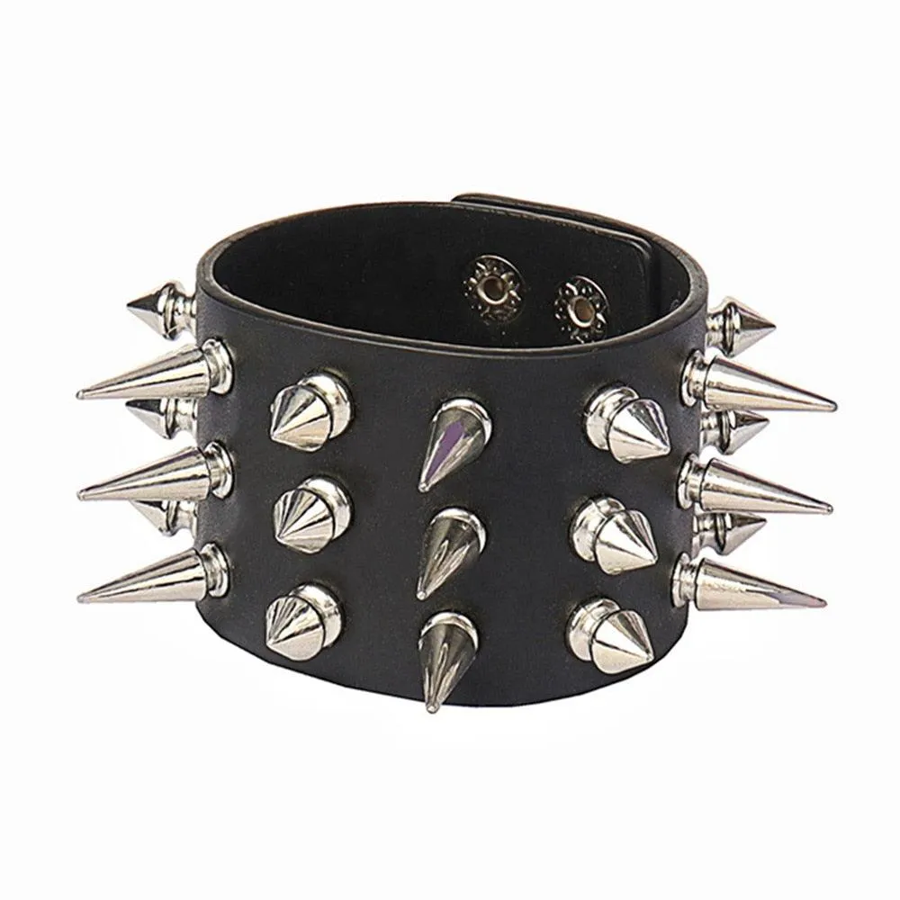 Punk Gothic Goth Rivet Wrap Bracelet