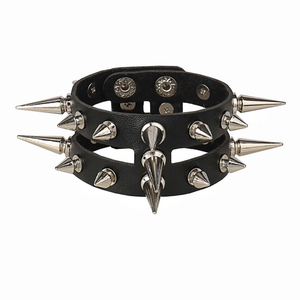 Punk Gothic Goth Rivet Wrap Bracelet