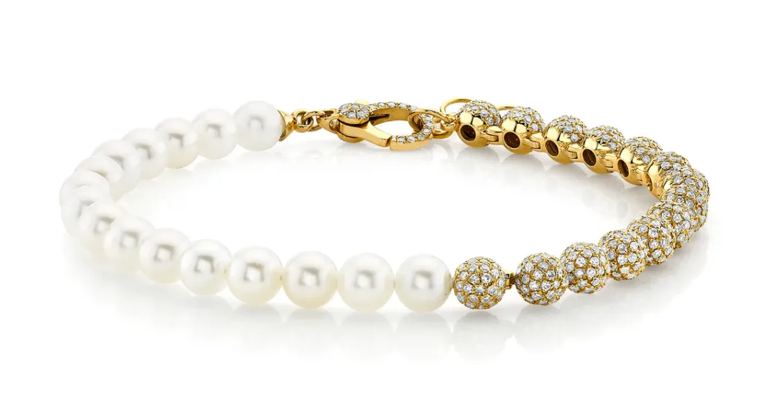 READY TO SHIP PEARL & DIAMOND SPLIT BRACELET