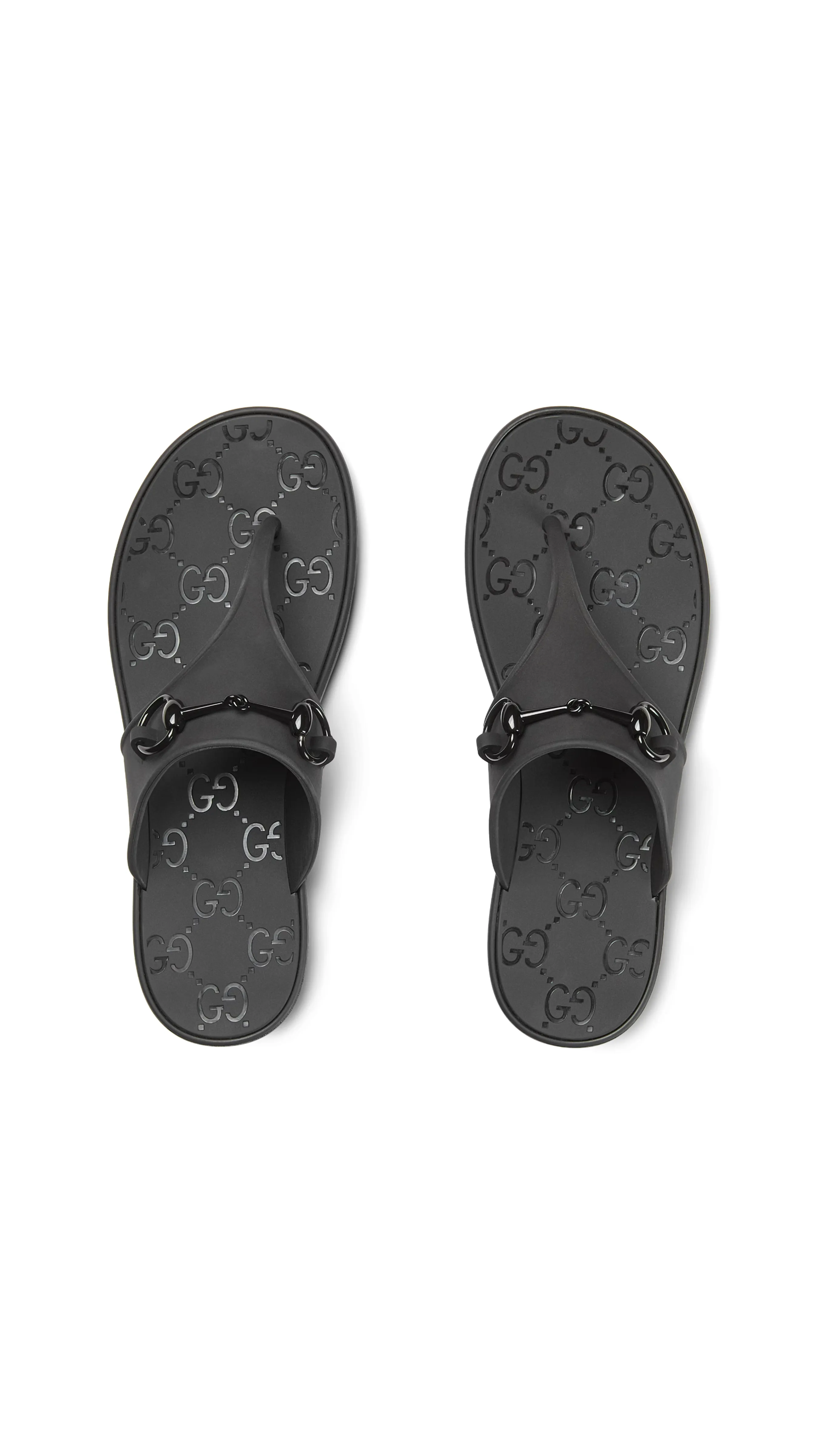 Rubber Thong Sandal with Horsebit - Black