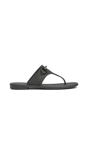 Rubber Thong Sandal with Horsebit - Black