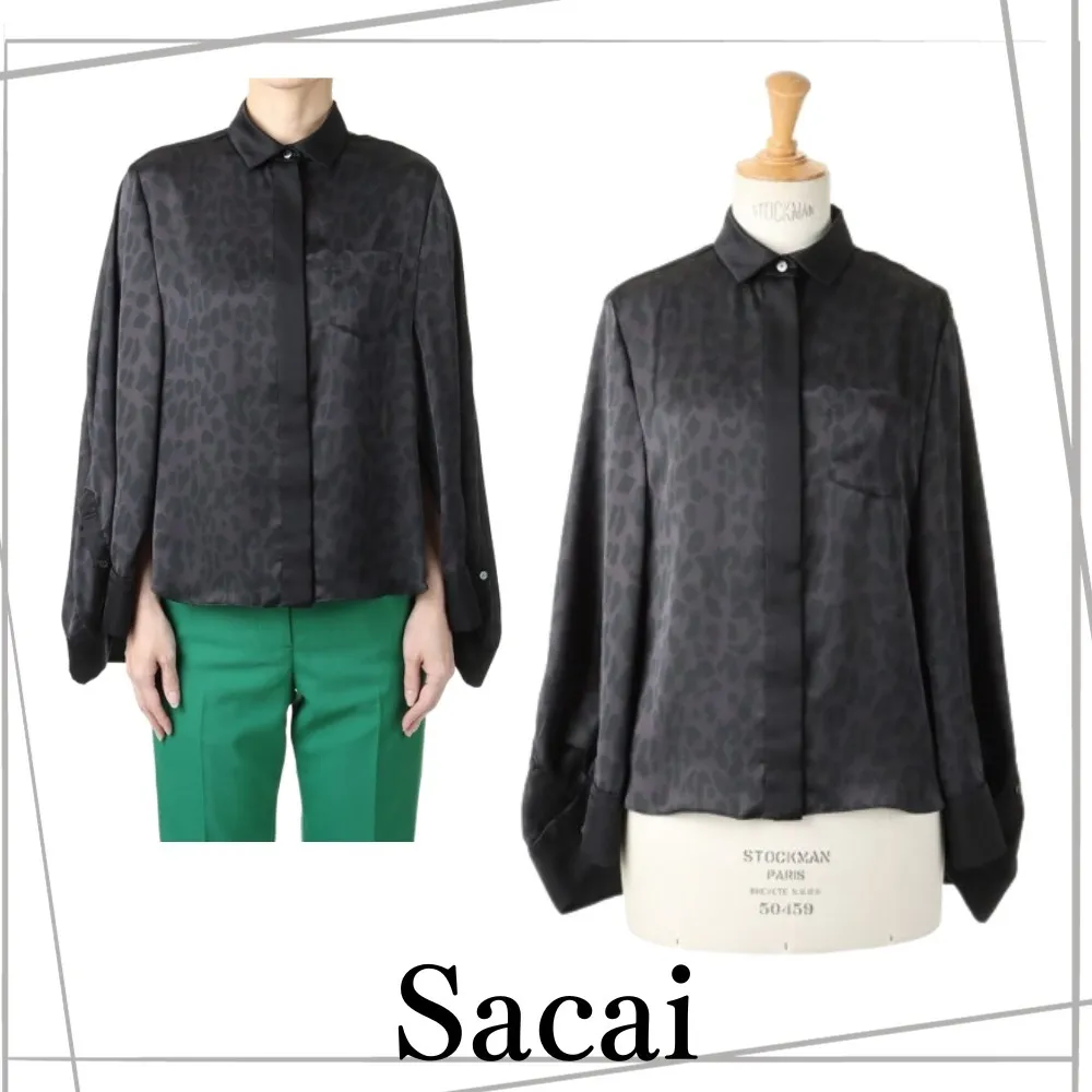 sacai  |Leopard Patterns Casual Style Long Sleeves Office Style