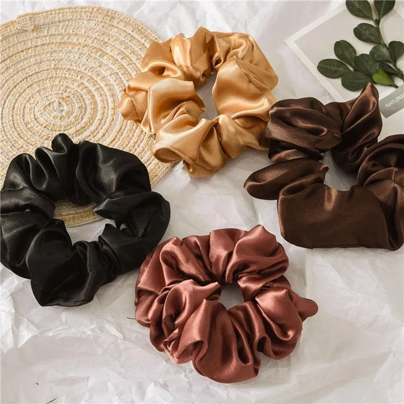 Silk Satin Scrunchies Large Elastic Rubber Hair Band