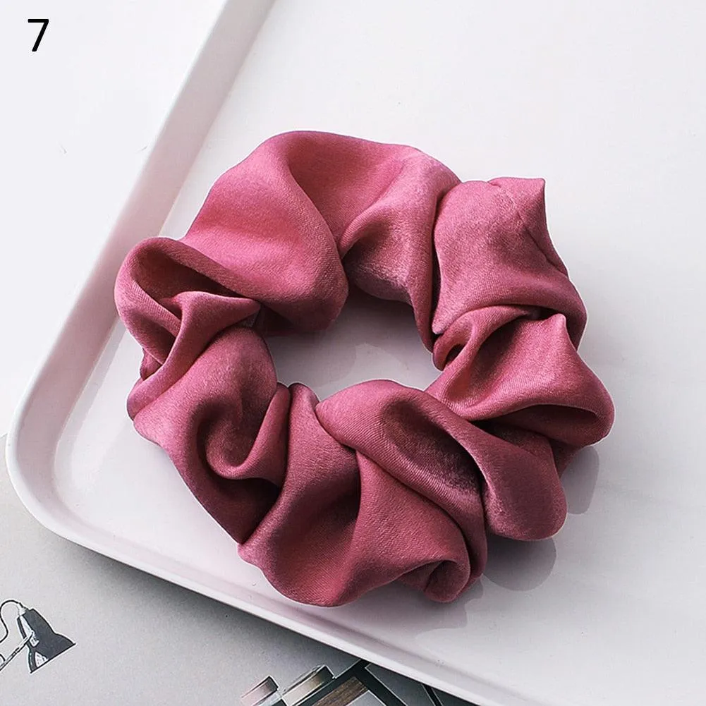 Silk Satin Scrunchies Large Elastic Rubber Hair Band