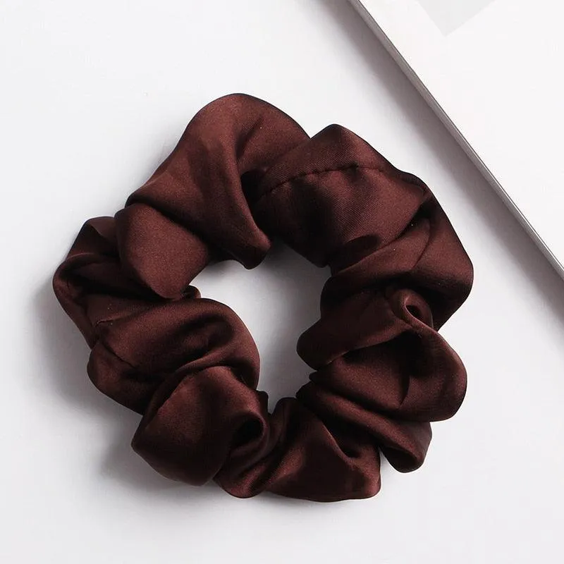 Silk Satin Scrunchies Large Elastic Rubber Hair Band