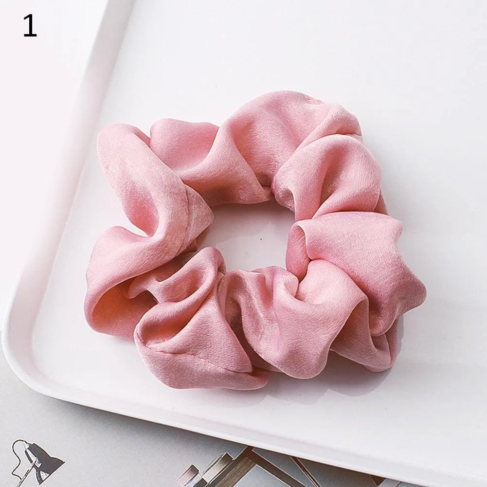 Silk Satin Scrunchies Large Elastic Rubber Hair Band