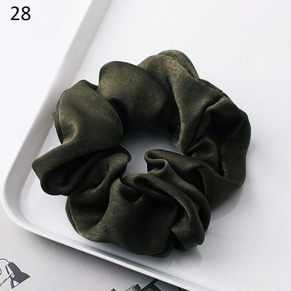 Silk Satin Scrunchies Large Elastic Rubber Hair Band