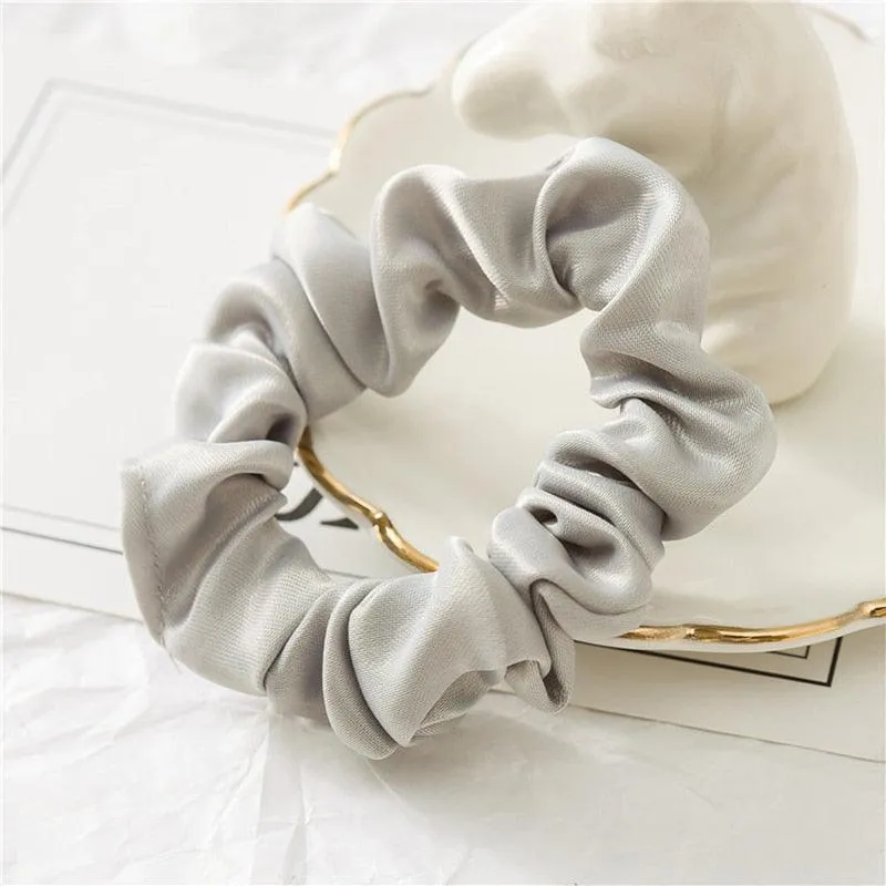 Silk Satin Scrunchies Large Elastic Rubber Hair Band