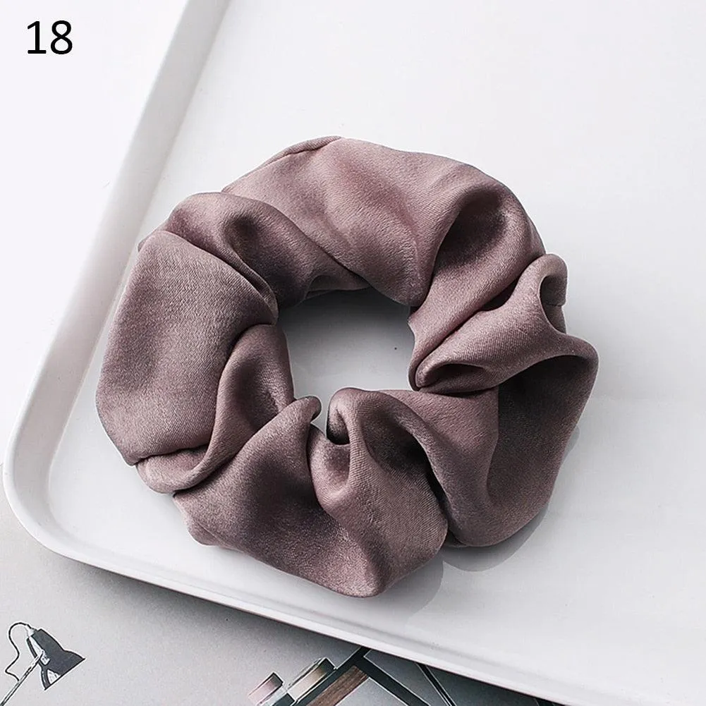 Silk Satin Scrunchies Large Elastic Rubber Hair Band