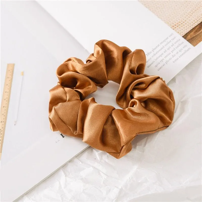 Silk Satin Scrunchies Large Elastic Rubber Hair Band