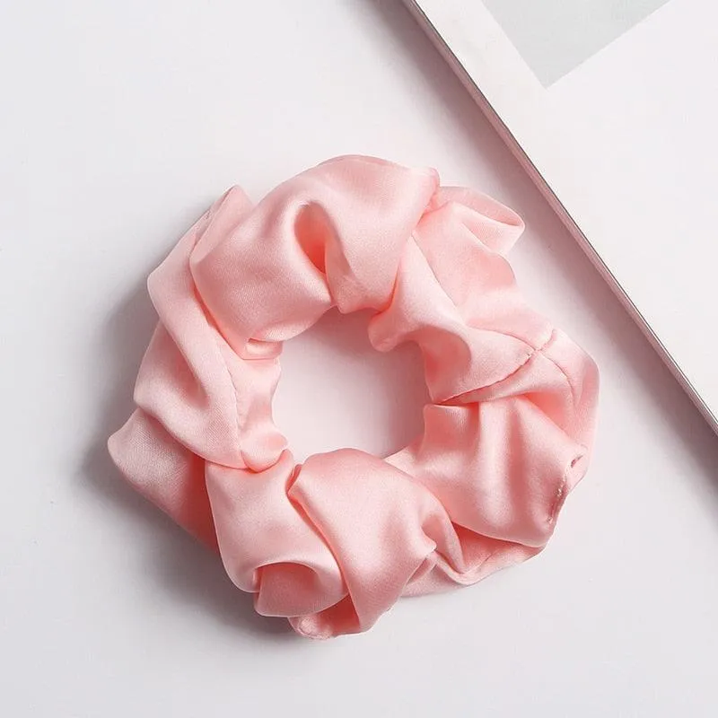 Silk Satin Scrunchies Large Elastic Rubber Hair Band