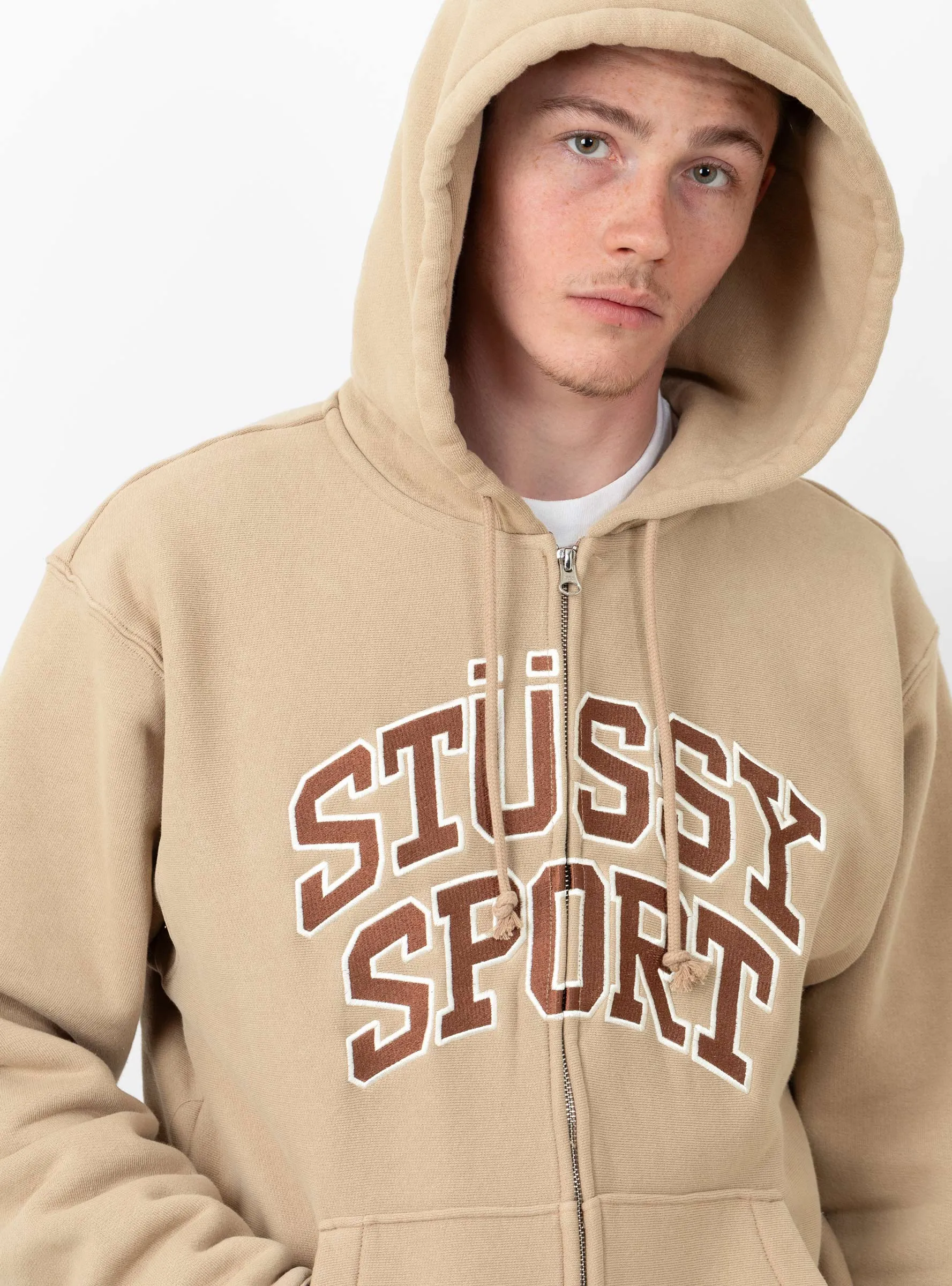 Sport Zip Hoodie Tan