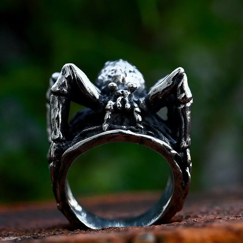 Stainless Steel Unique Punk Cool spider Ring