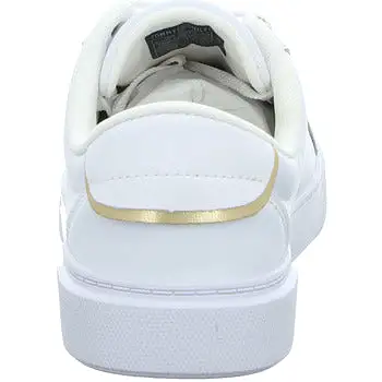 TOMMY HILFIGER Metallic Trim Leather Trainer White