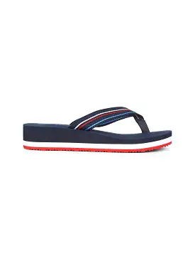 TOMMY HILFIGER Wedge Flip Flop Sandals Navy