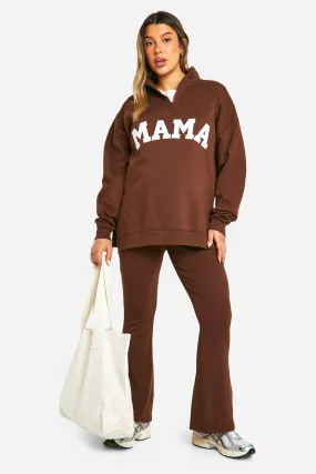 Tracksuits | Maternity Mama Applique Half Zip Sweatshirt And Flared Legging | boohoo