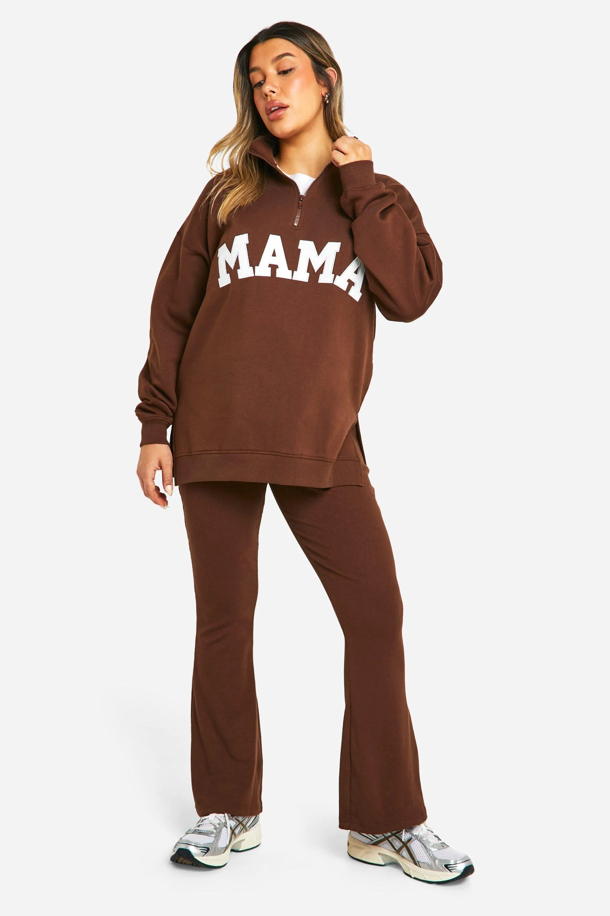 Tracksuits | Maternity Mama Applique Half Zip Sweatshirt And Flared Legging | boohoo