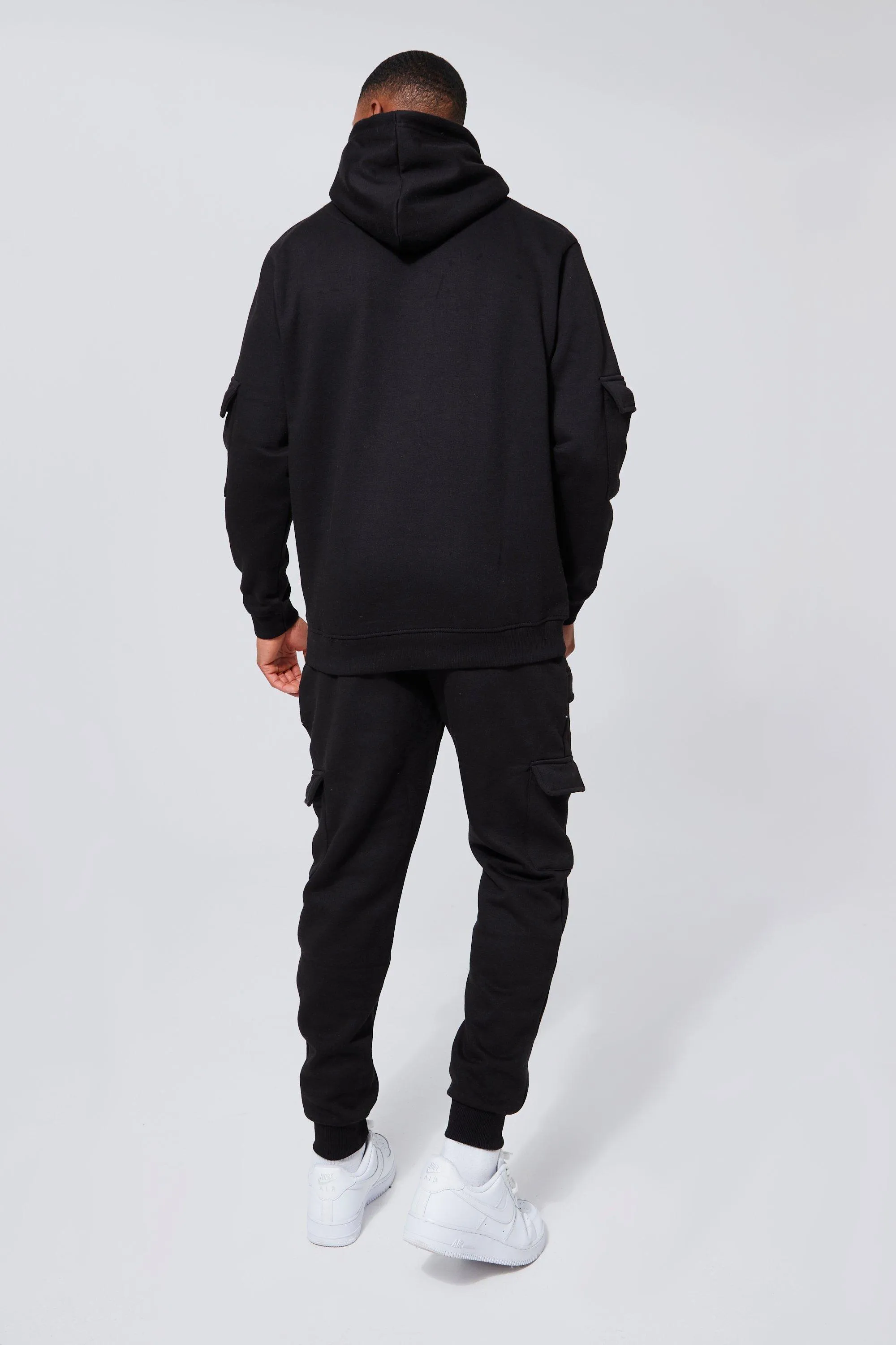 Tracksuits | Official Man Cargo Hooded Panelled Tracksuit | boohooMAN