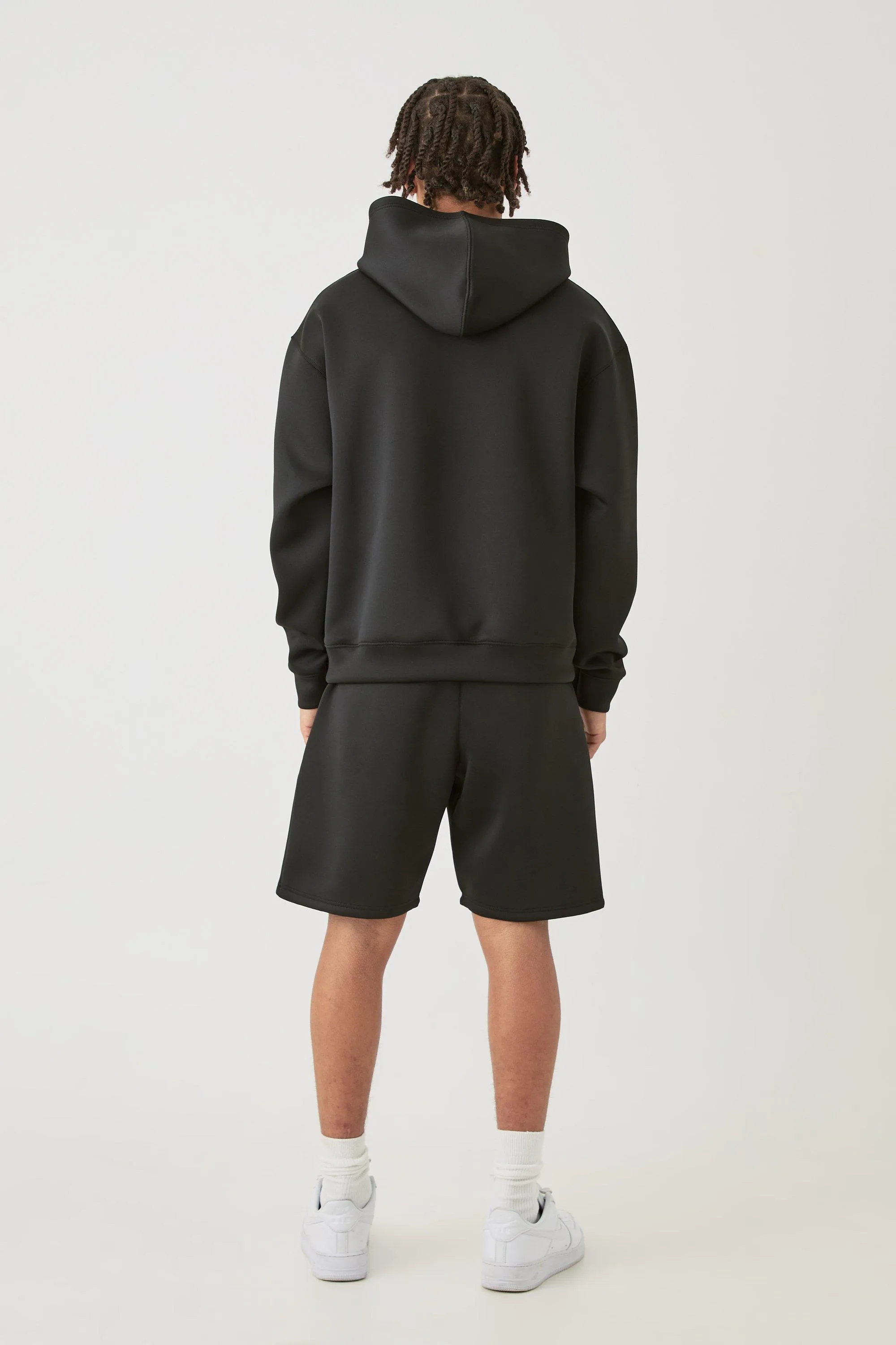 Tracksuits | Oversized Boxy Bonded Scuba Hooded Short Tracksuit | boohooMAN