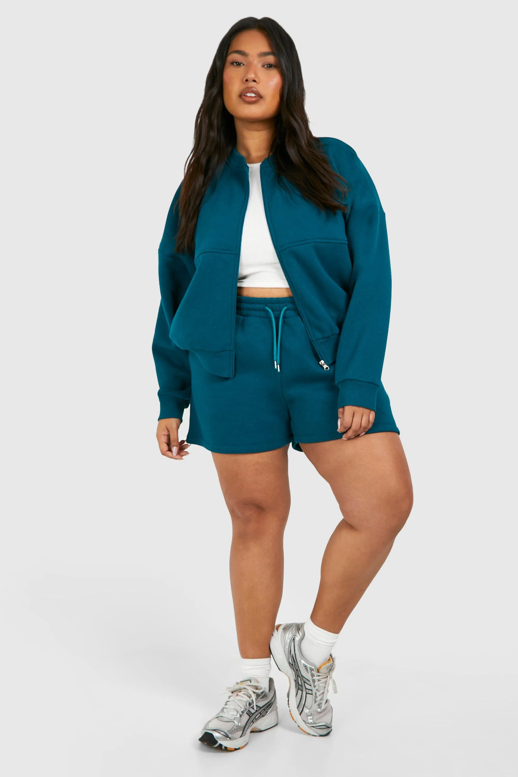 Tracksuits | Plus Oversized Bomber Short Tracksuit | boohoo