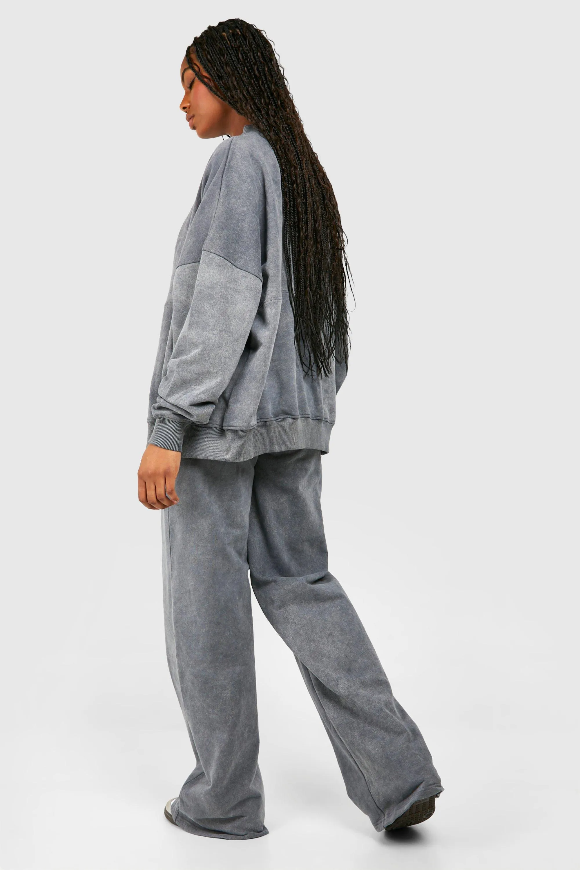 Tracksuits | Tall Acid Wash Bomber Tracksuit | boohoo