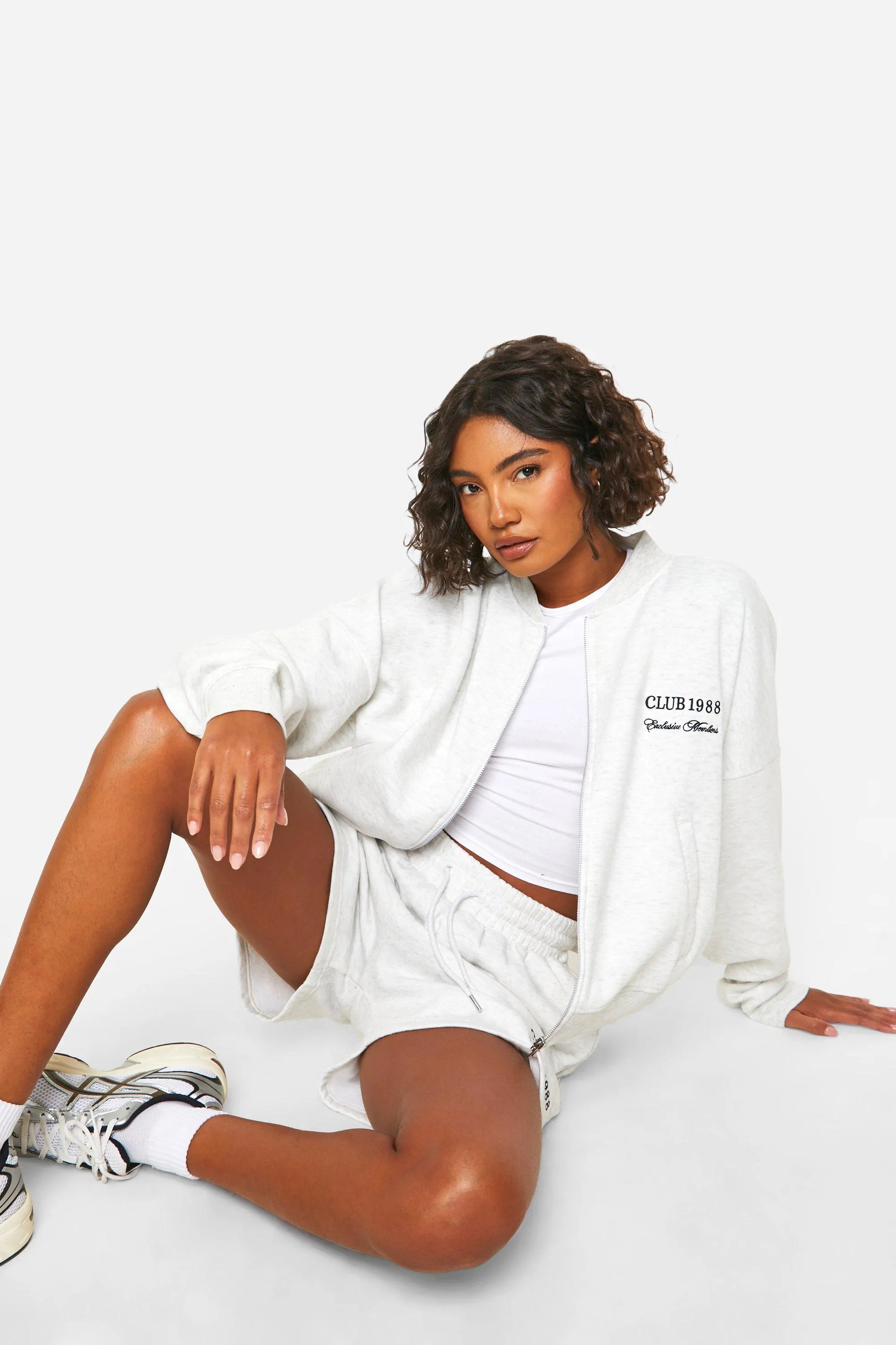 Tracksuits | Tall Embroidered Bomber Zip Up Short Tracksuit | boohoo