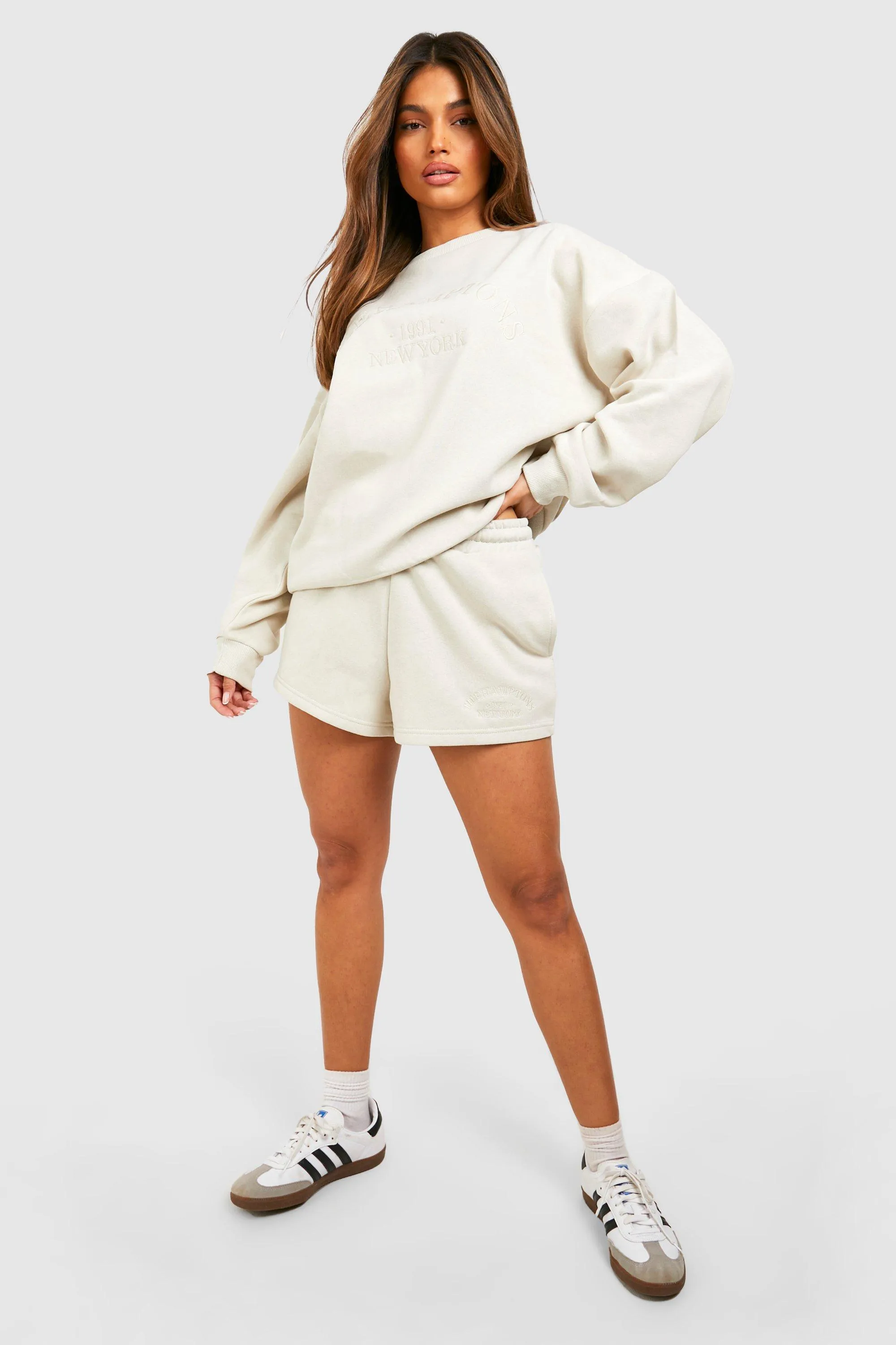 Tracksuits | Tonal Embroidered Sweatshirt Short Tracksuit | boohoo